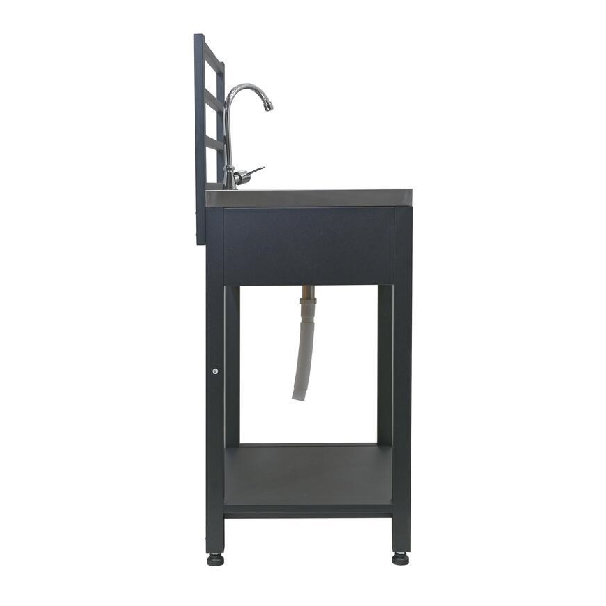 Buitenmodule tafel met spoelbak 60x47x123 cm zwart/roestvrij staal