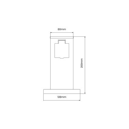Buitenstopcontact zuil 1Z SCHUKO 230V IP44 20 cm zwart