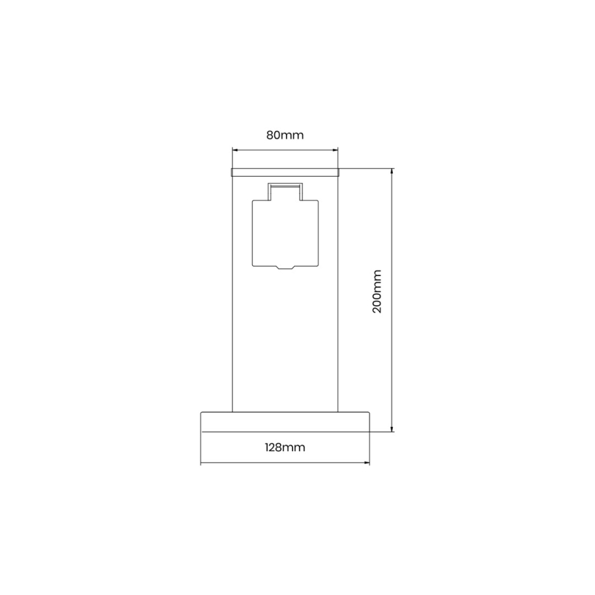 Buitenstopcontact zuil 1Z SCHUKO 230V IP44 20 cm zwart