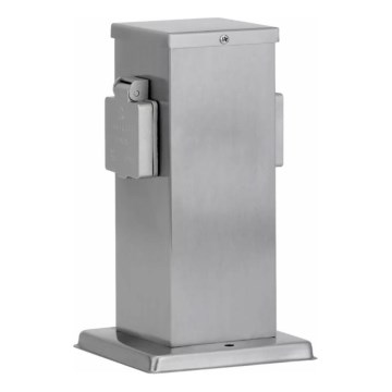 Buitenstopcontact zuil 2Z SCHUKO 230V mat chroom IP44