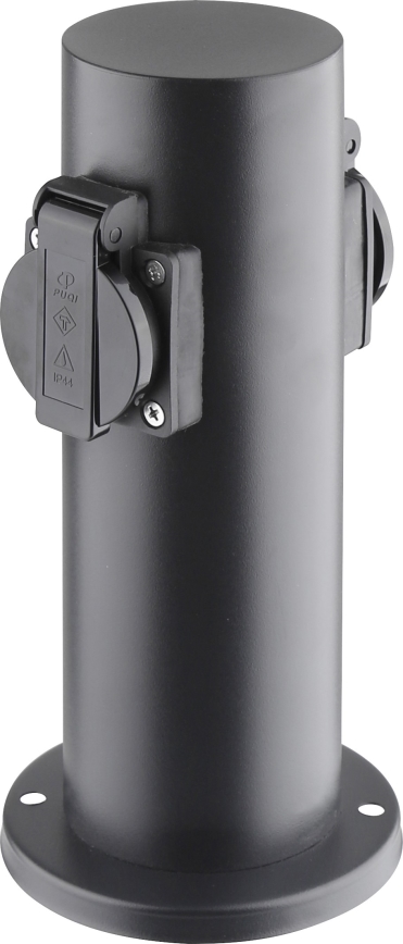 Buitenstopcontactpaal 2-voudig 230V IP44 zwart rond
