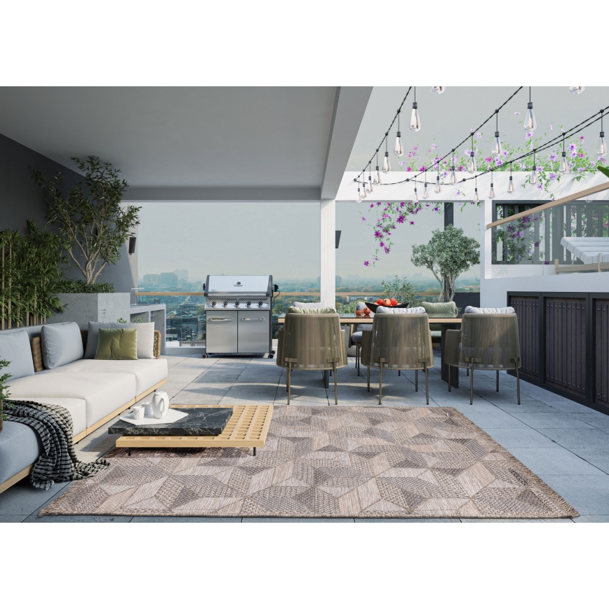 Buitenvloerkleed ORIA 160 x 220 cm grijs/beige