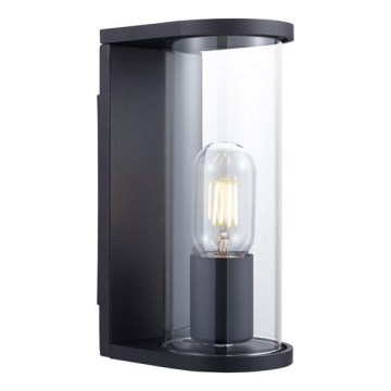 Buitenwandlamp 1x E27/60W/230V IP44, zwart met rookglas