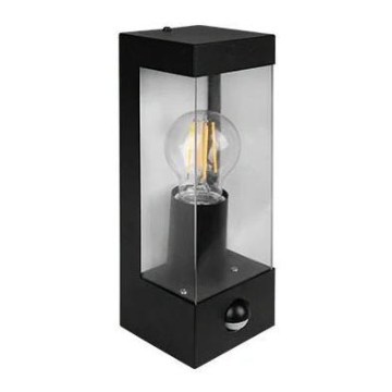 Buitenwandlamp met bewegings- en schemersensor 1xE27/15W/230V IP44 zwart