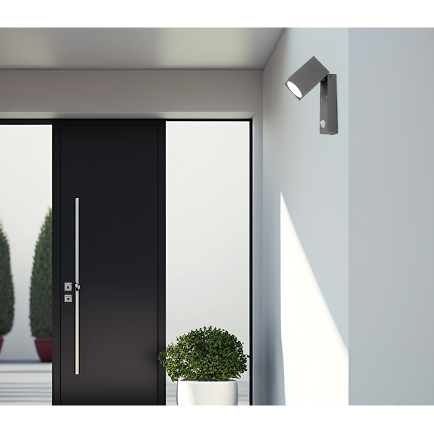 Buitenwandlamp met sensor QUAZAR 1xGU10/35W/230V IP44 grijs