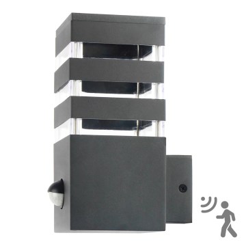 Buitenwandlamp met sensor TEKSAS 1xE27/12W/230V IP44 antraciet