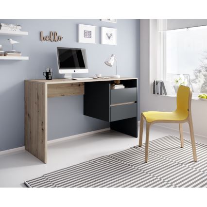 Bureau à tiroirs MARLO, chêne artisan/anthracite