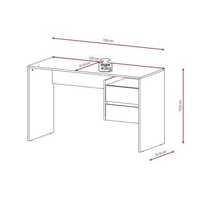 Bureau à tiroirs MARLO, chêne artisan/anthracite