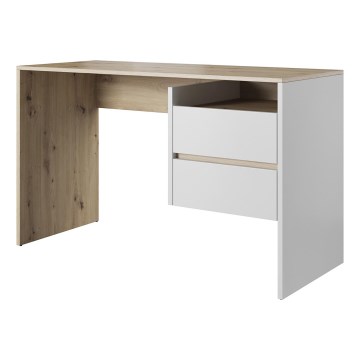 Bureau à tiroirs MARLO chêne artisan/blanc