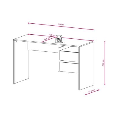 Bureau à tiroirs MARLO chêne artisan/blanc