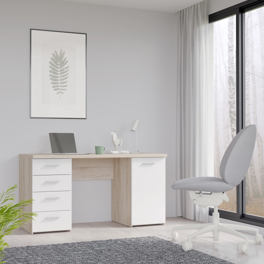 Bureau ARENO wit/sonoma eiken