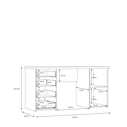 Bureau ARENO wit/sonoma eiken