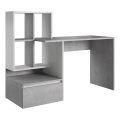 Bureau avec étagère MARLO, gris béton/blanc