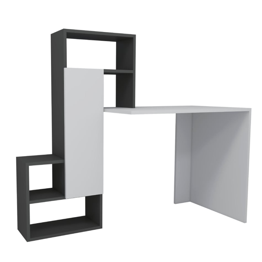 Bureau avec une étagère IRMAK 119x138,6 cm blanc/anthracite