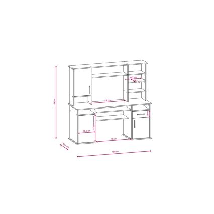 Bureau ELIAN avec étagère, chêne sonoma gris/blanc