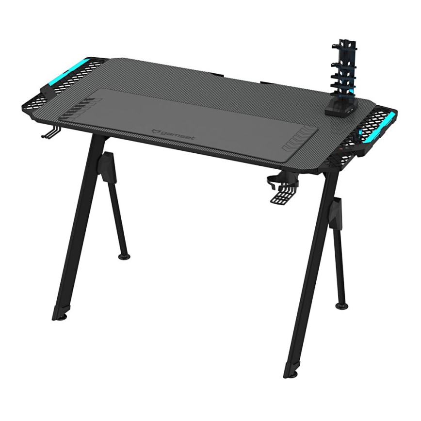 Bureau gaming FALCON avec rétroéclairage LED RGB 116x60 cm noir