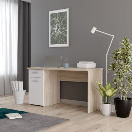 Bureau GINO blanc/chêne Sonoma
