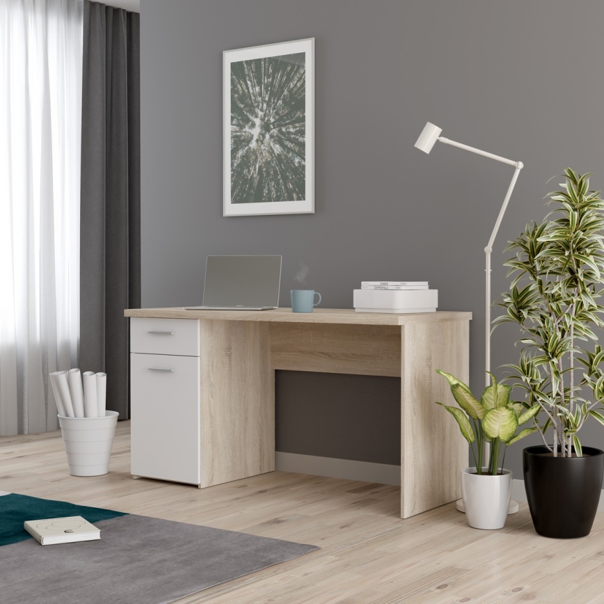 Bureau GINO blanc/chêne Sonoma