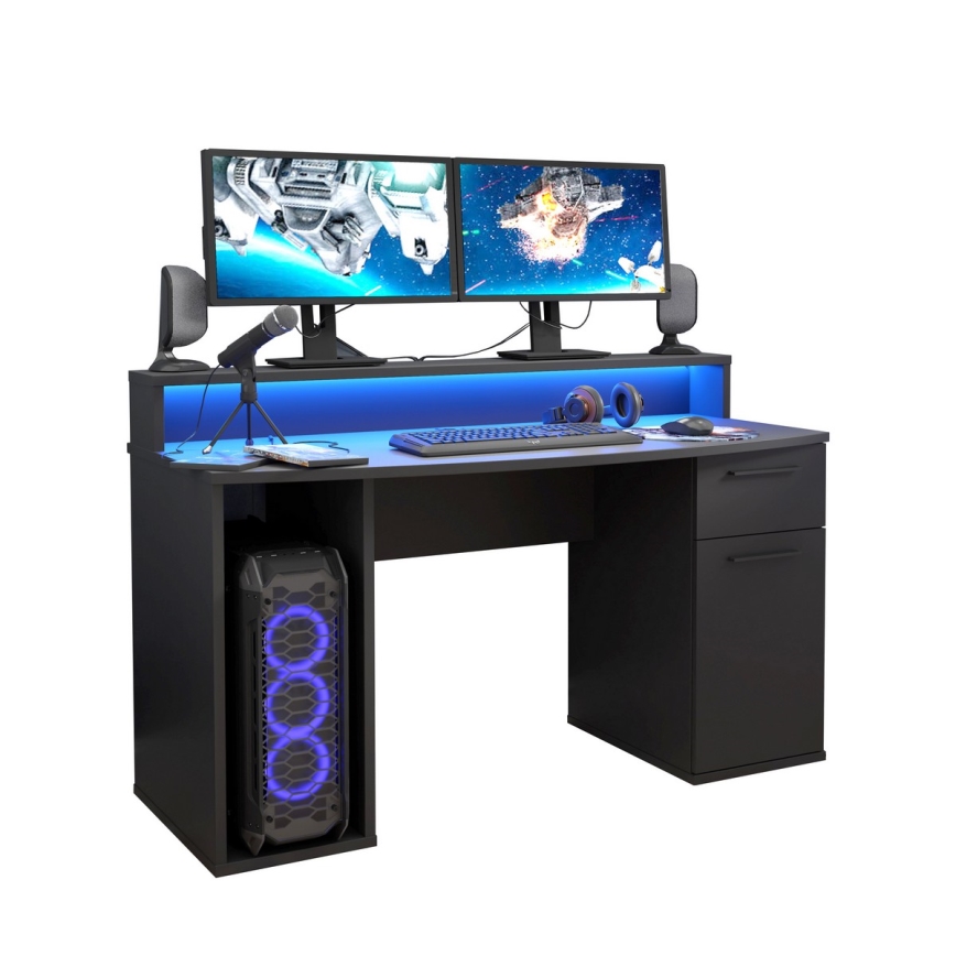 Bureau IVAR met geïntegreerde verlichting, zwart