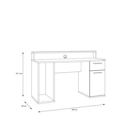 Bureau IVAR met geïntegreerde verlichting, zwart