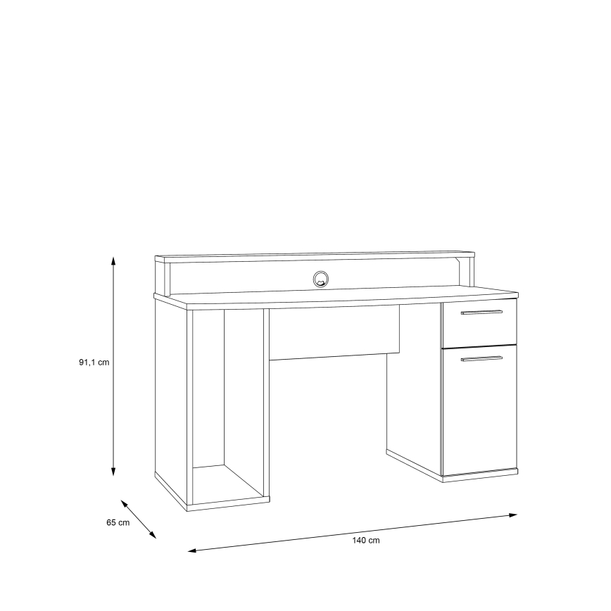 Bureau IVAR met geïntegreerde verlichting, zwart