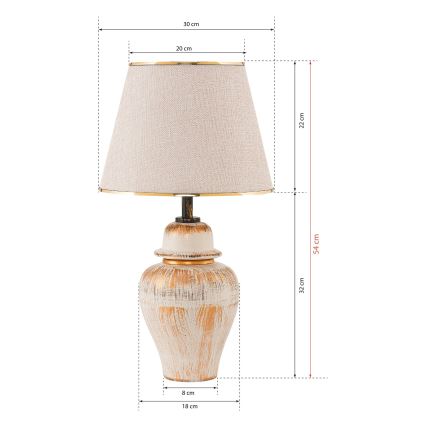 Bureau lamp RAMZES 1xE27/40W/230V crème/goud