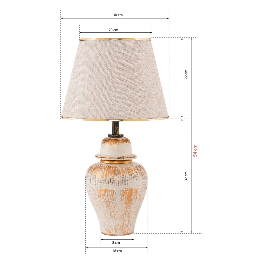 Bureau lamp RAMZES 1xE27/40W/230V crème/goud