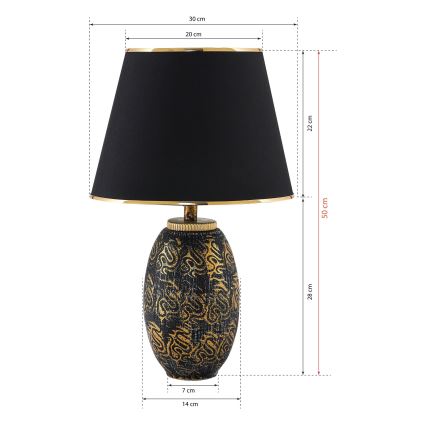 Bureau lamp RAMZES 1xE27/40W/230V zwart/goud