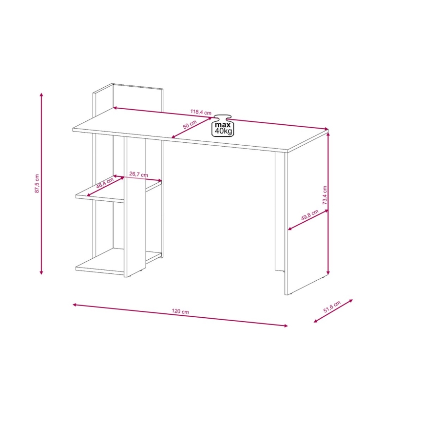 Bureau MARLO chêne artisan/anthracite