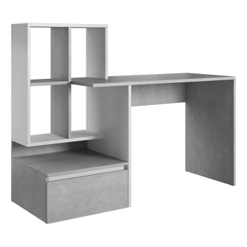 Bureau MARLO met plank, betongrijs/wit