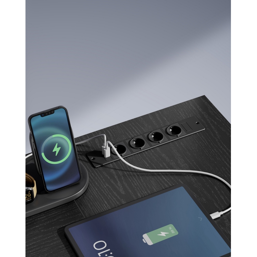 Bureau met achtergrondverlichting SOLEA-X bruin/zwart