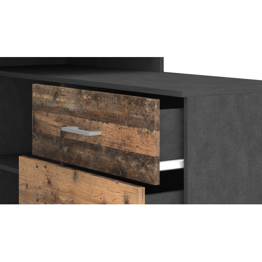 Bureau met lades en omkeerbare hoek L/R JULES bruin/zwart