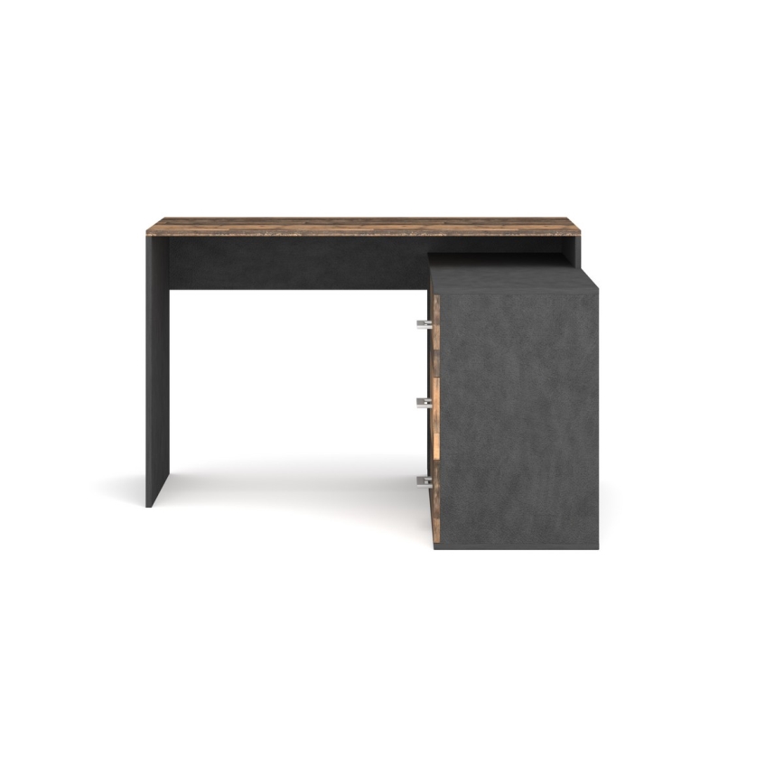 Bureau met lades en omkeerbare hoek L/R JULES bruin/zwart