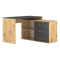 Bureau met lades en omkeerbare hoek (links/rechts) JULES artisan-eik/antraciet
