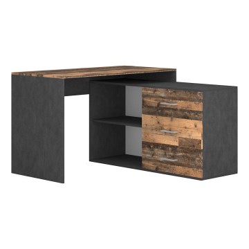 Bureau met lades en omkeerbare hoek (rechts/links) 120x120 cm JULES bruin/zwart