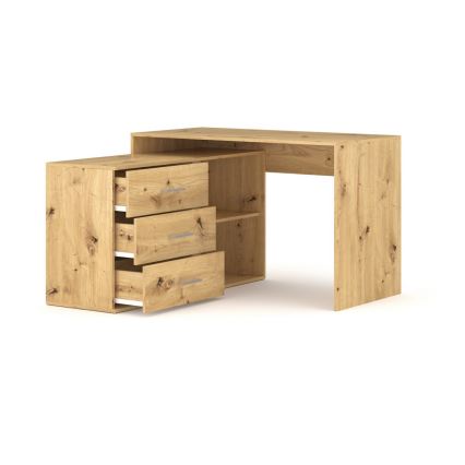 Bureau met lades en omkeerbare P/L-hoek JULES artisan eiken