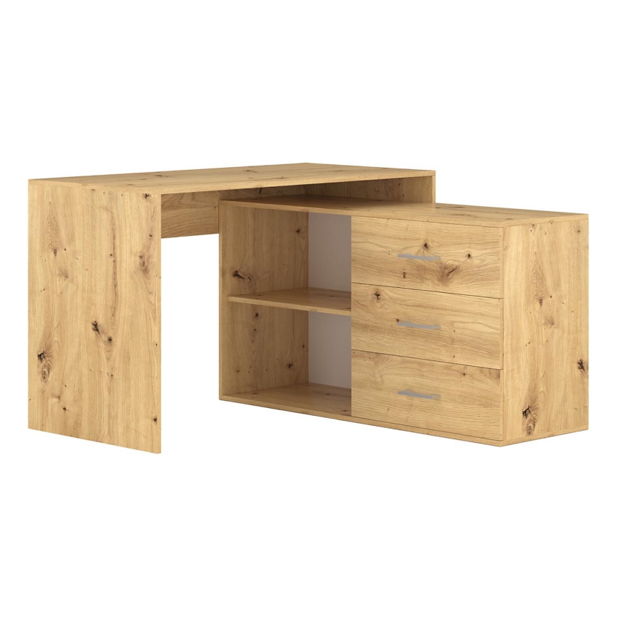 Bureau met lades en universele hoek P/L JULES artisan eik