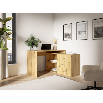 Bureau met lades en universele hoek P/L JULES artisan eik