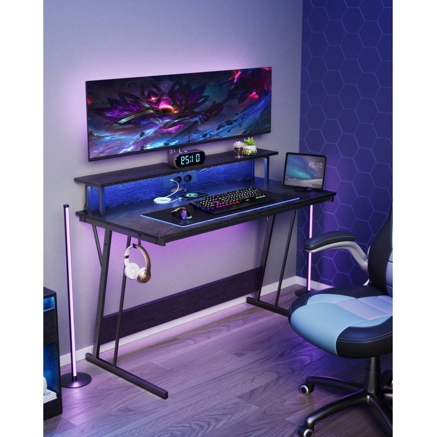 Bureau met onderverlichting SOLEA-X zwart
