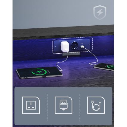 Bureau met onderverlichting SOLEA-X zwart
