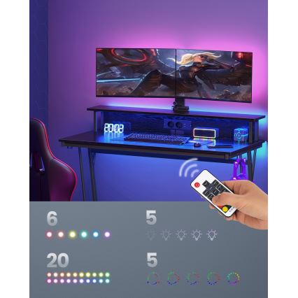 Bureau met onderverlichting SOLEA-X zwart