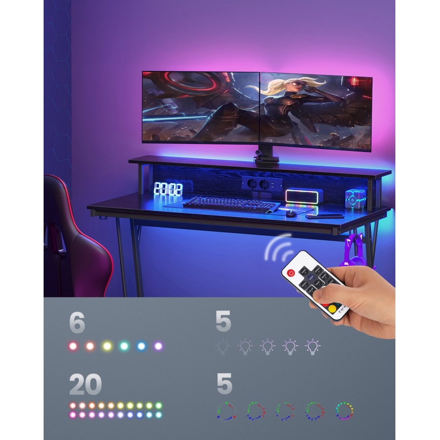 Bureau met onderverlichting SOLEA-X zwart