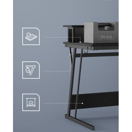 Bureau met onderverlichting SOLEA-X zwart