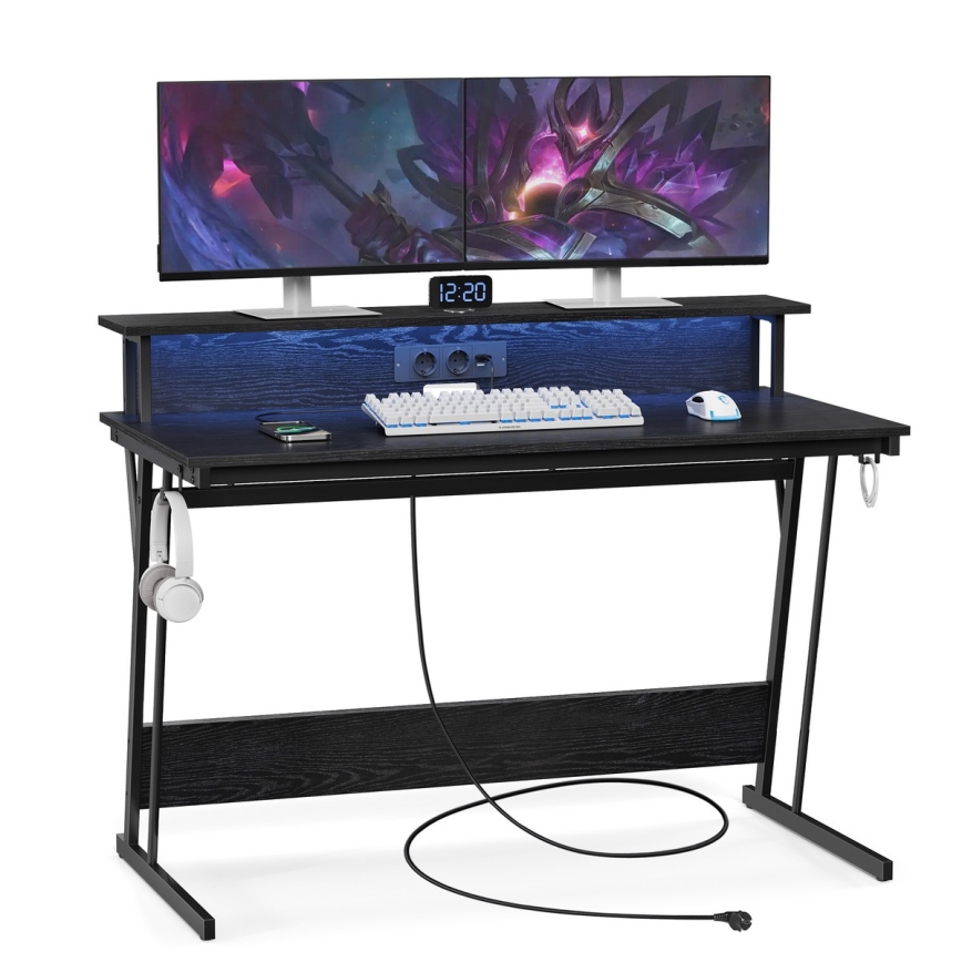 Bureau met onderverlichting SOLEA-X zwart