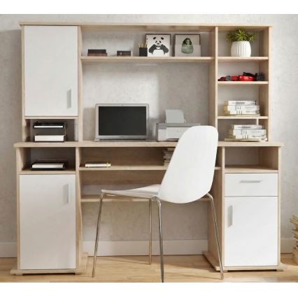 Bureau met plank ELIAN 160x53 cm Sonoma eiken/wit