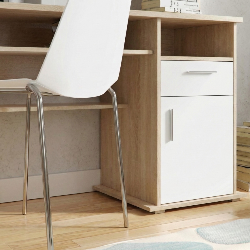 Bureau met plank ELIAN 160x53 cm Sonoma eiken/wit