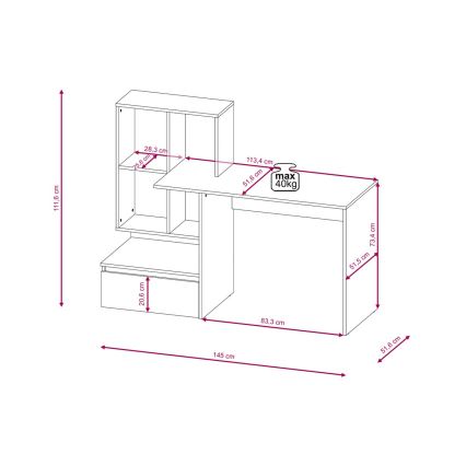 Bureau met plank MARLO artisan-eik/antraciet