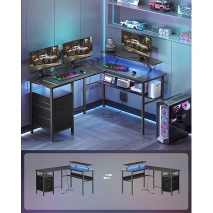 Bureau met verlichting SOLEA-X bruin/zwart