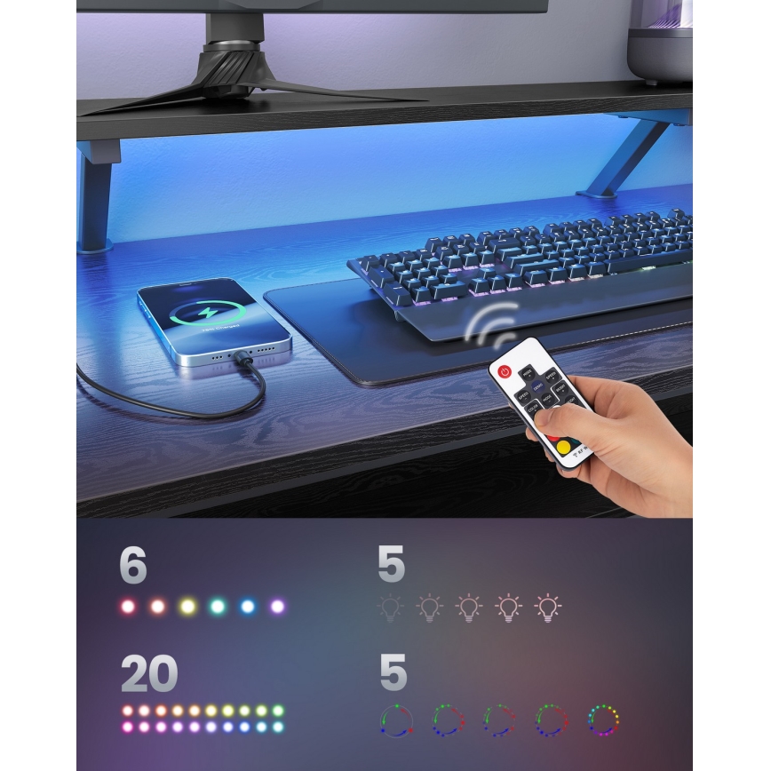 Bureau met verlichting SOLEA-X bruin/zwart