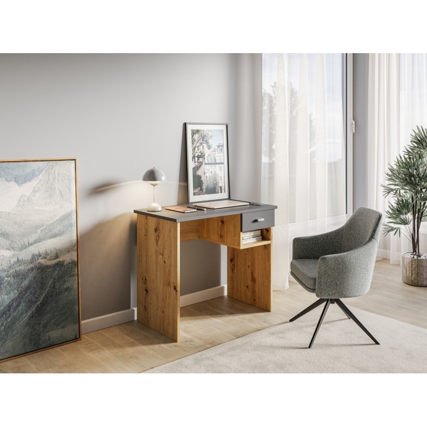 Bureau RICO chêne artisan/gris